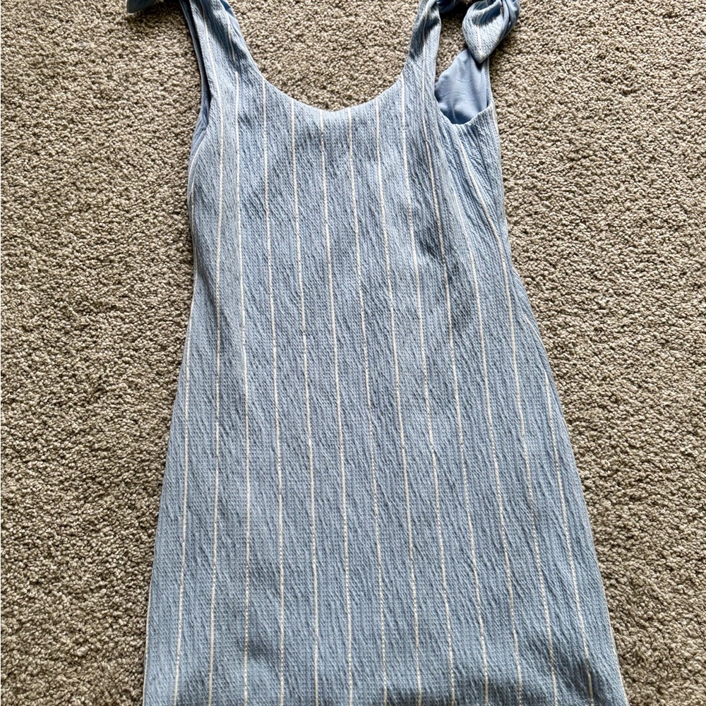 Lovers + Friends Blue and White Striped dress